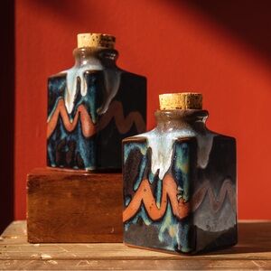 Vintage abstract ceramic cruet set